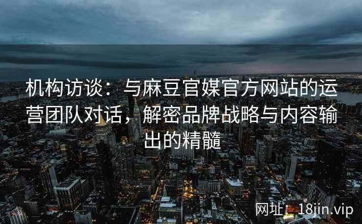机构访谈：与麻豆官媒官方网站的运营团队对话，解密品牌战略与内容输出的精髓